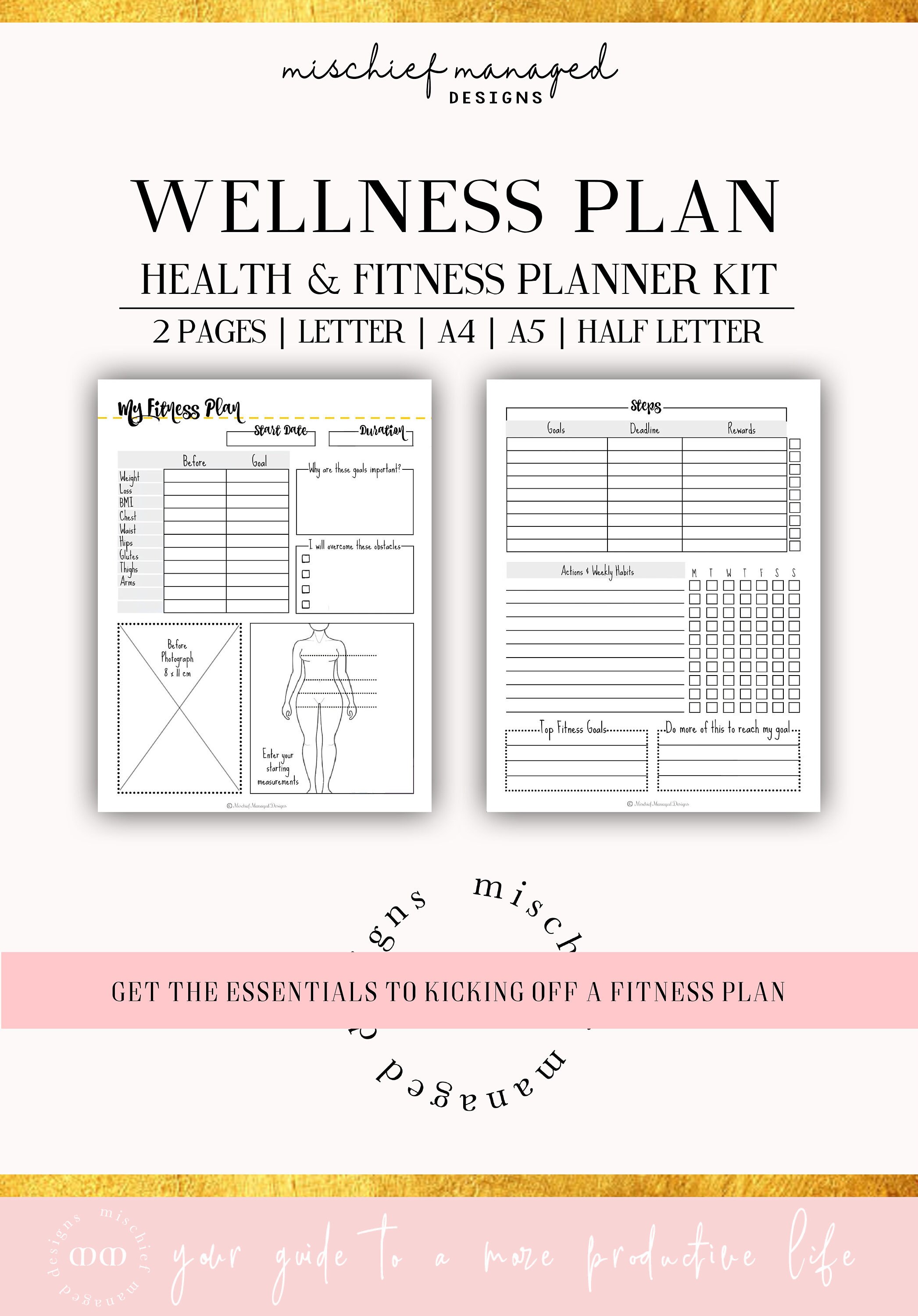 My Wellness Planner Wellness Planner Workout Tracker Etsy