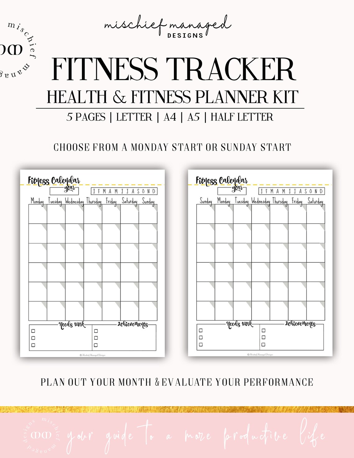 Fitness Planner Kit Health Planner Monthly Planner 2020 Etsy