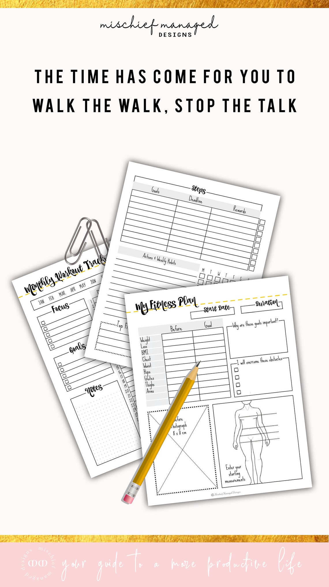 My Fitness Planner Wellness Planner Workout Tracker Fitness Etsy UK