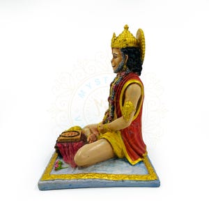 Hand-Painted Hanuman Idol – 8” Marble Dust Hindu God Statue for Home Altar, Puja Room, Auspicious Gift, Blessings Décor