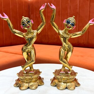Czysta statua Ashtadhatu Gaura Nitai, 11-calowy Gaur Nitai Murti, Caitanya Mahaprabhu i Nityananda Prabhu, ISKCON i Bóstwo Vrindavan