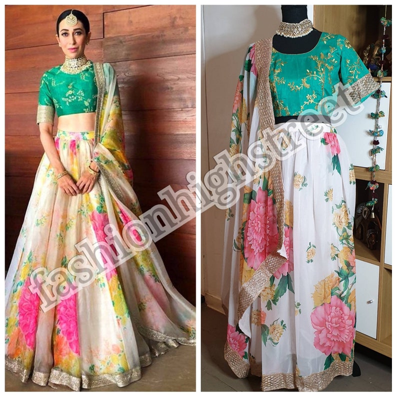 Indian bollywood Designer Floral lengha ready stitched to UK size 612 USA size 410 /& Europe size 3640