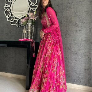 Hot pink top lehenga skirt