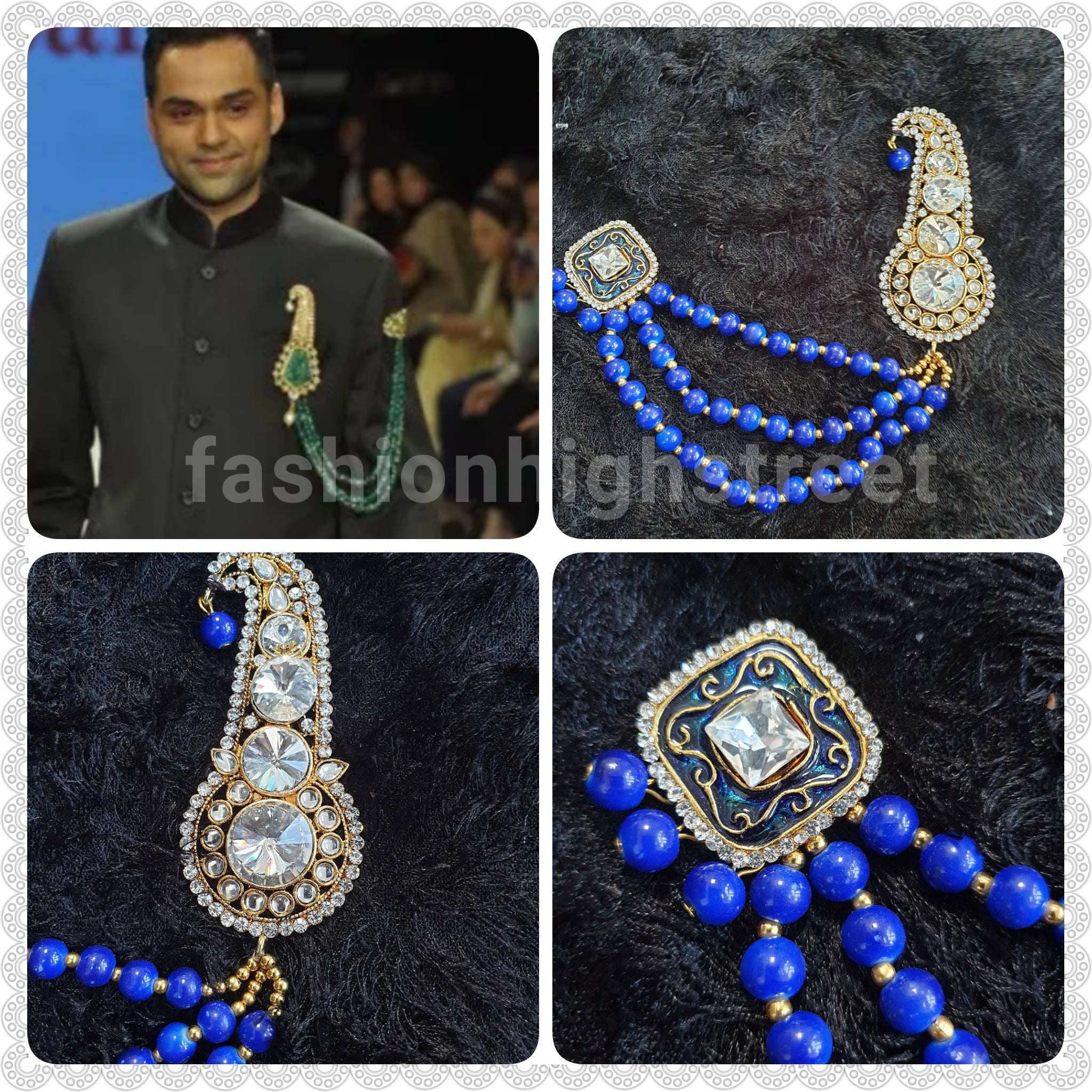 Blue pearl Sherwani brooch kalgi brooch grooms brooch Sikh Etsy