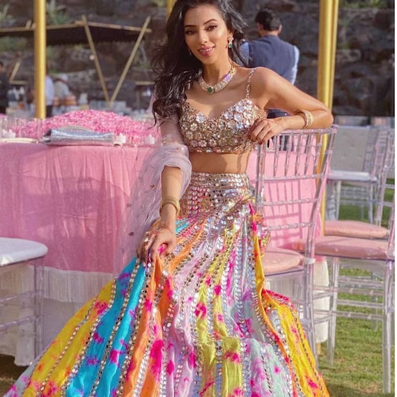 Multicolor lehenga choli cheap