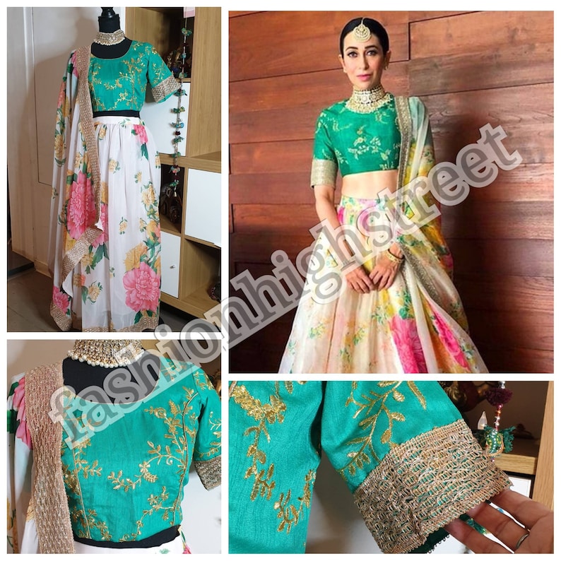 Indian bollywood Designer Floral lengha ready stitched to UK size 612 USA size 410 /& Europe size 3640