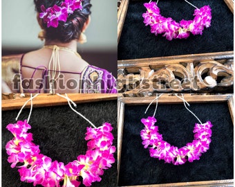 Indian Bollywood purple Sangeet Gajra, Flower band, juda decoration,hand gajra, veni, hairbun, flower decoration, flower accessories