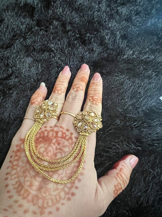 Gold two finger best sale ring