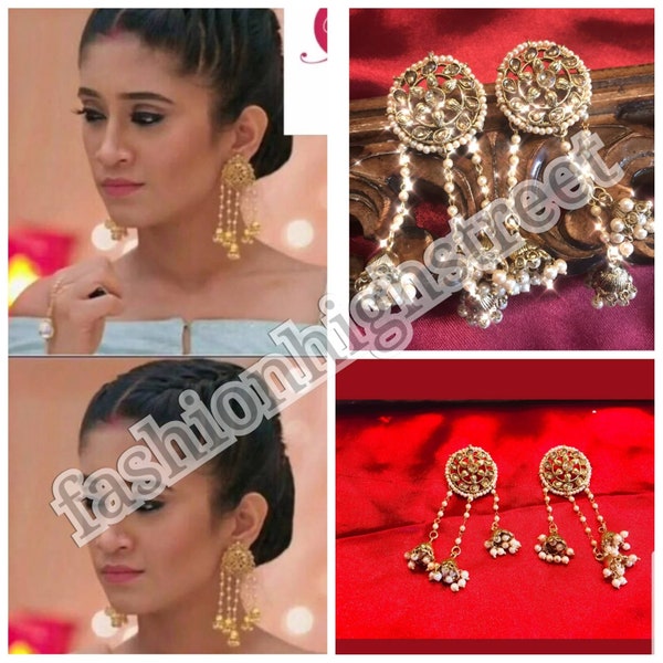 Indian tv actress Naira from Yeh rhista kya kehlata hain inspired earrings, jhumka, bali, danglers, chandelier, earrings, long danglers