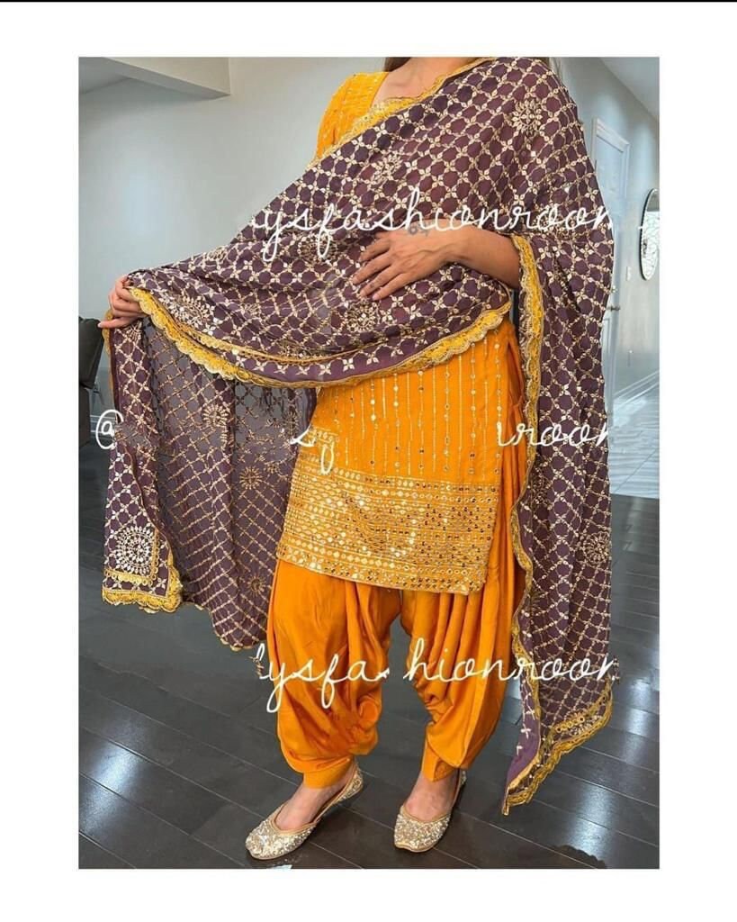 Buy online Ochre Yellow Knitted Patiala Salwar from Churidars