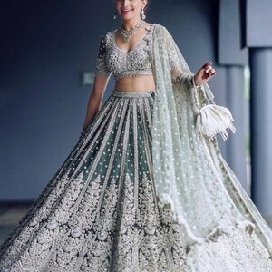 Silver wedding deals lehenga