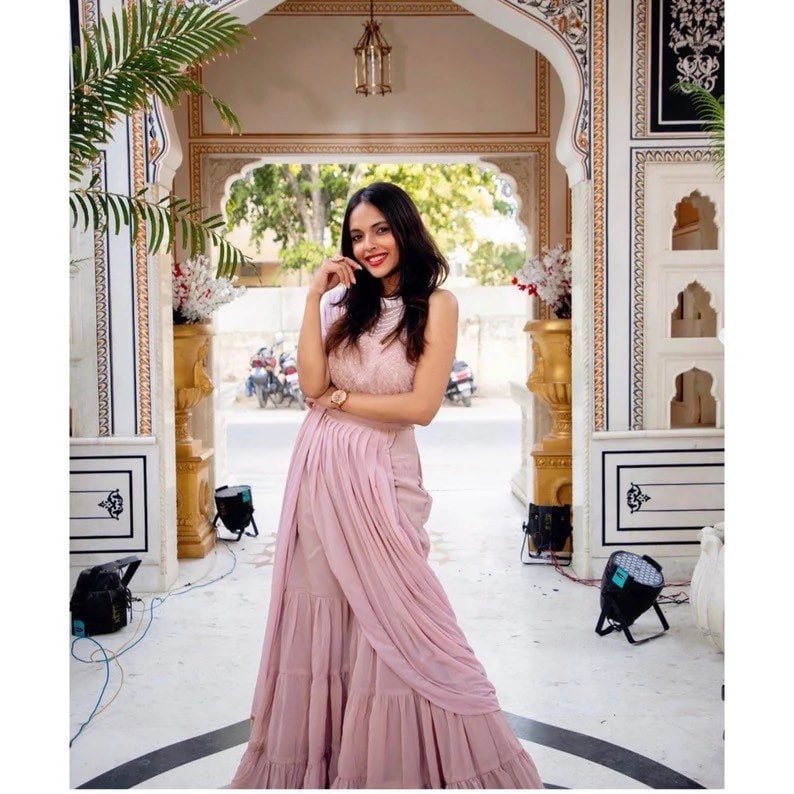 Sharara Pants and Attached Dupatta Set 
