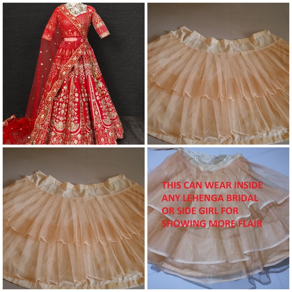 Indo western Lengha innerskirt. Cancan netted skirt. Beige lengha or long skirt petticoat . Long underskirt. Off White petticoat