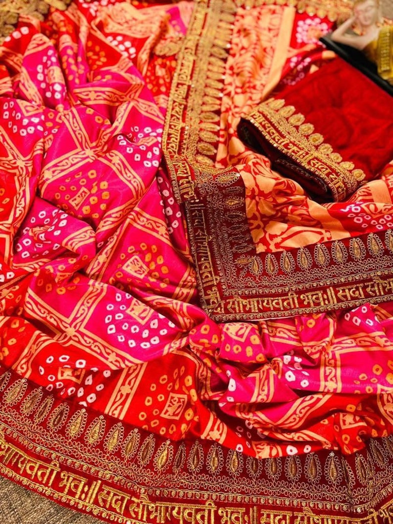 Pinkish Red Saree For Women Inspired Sarees. Patola Party Wear saree. Indian Ethnic Traditional sari. image 4