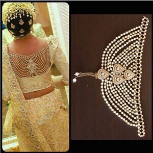 Traditional Sari Brooch, Indian Bollywood Designer White Color Gold Plated Saree Sari Pearl Blouse Back Accessories Jewelry Brooch Pin