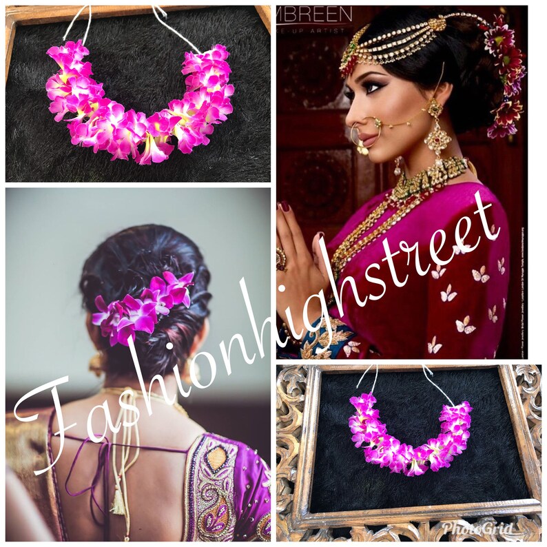Indian Bollywood orchids purple Sangeet Gajra Flower band Etsy
