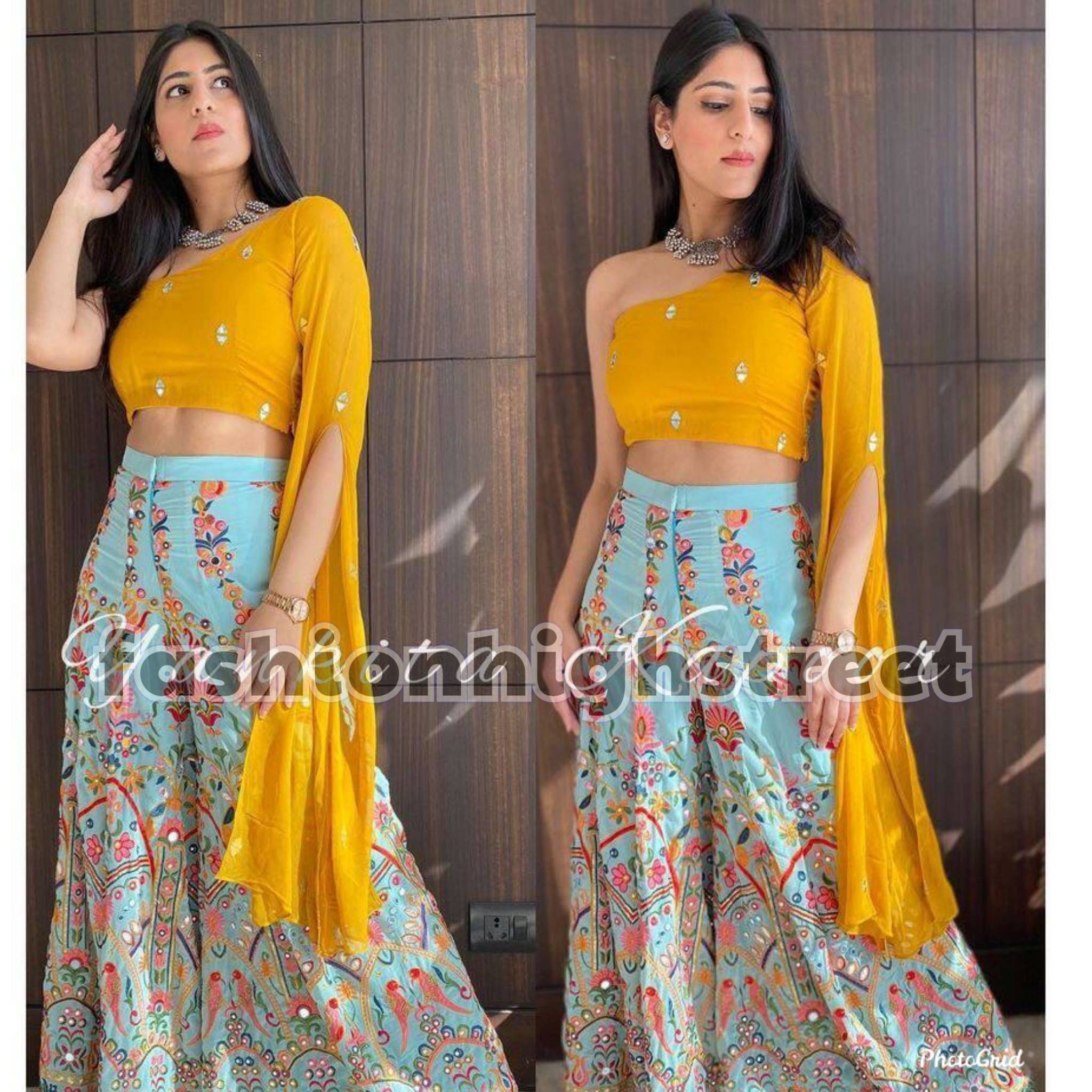 Yankita Kapoor inspired Crop top and Plazzo. Heavy Embroidered sharar…