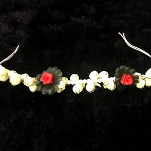 white plastic Sangeet Gajra, Flower band, juda decoration, hand gajra, veni, hairbun, flower decoration, white flower accessories image 2