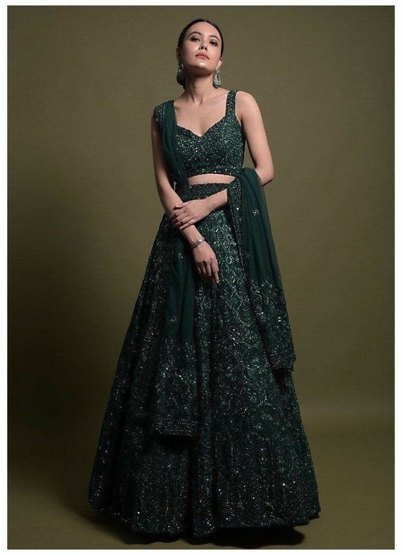 Green Color Ethnic Wear Tradition Gown type Dress for Women Ready Made