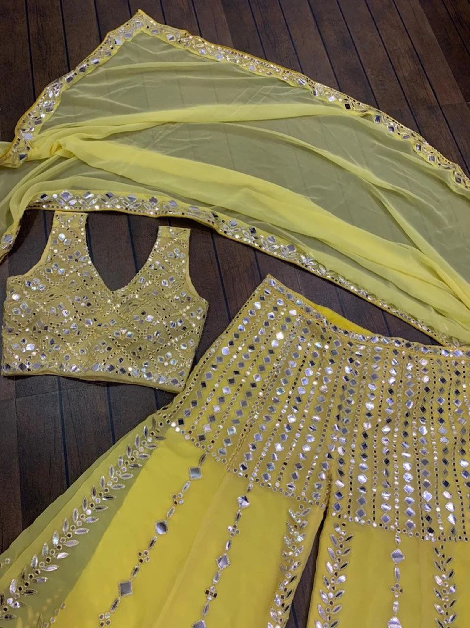 Haldi and Jaggo Yellow Crop Top and Plazzo. Heavy Embroidered Etsy