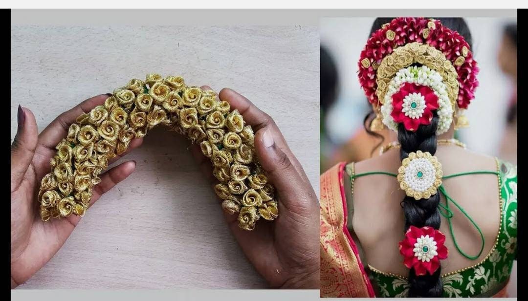 Indian Bollywood Gold Sangeet Gajra Flower Band Juda - Etsy Norway Indian Bollywood Gold Sangeet Gajra Flower Band Juda - Etsy Norway