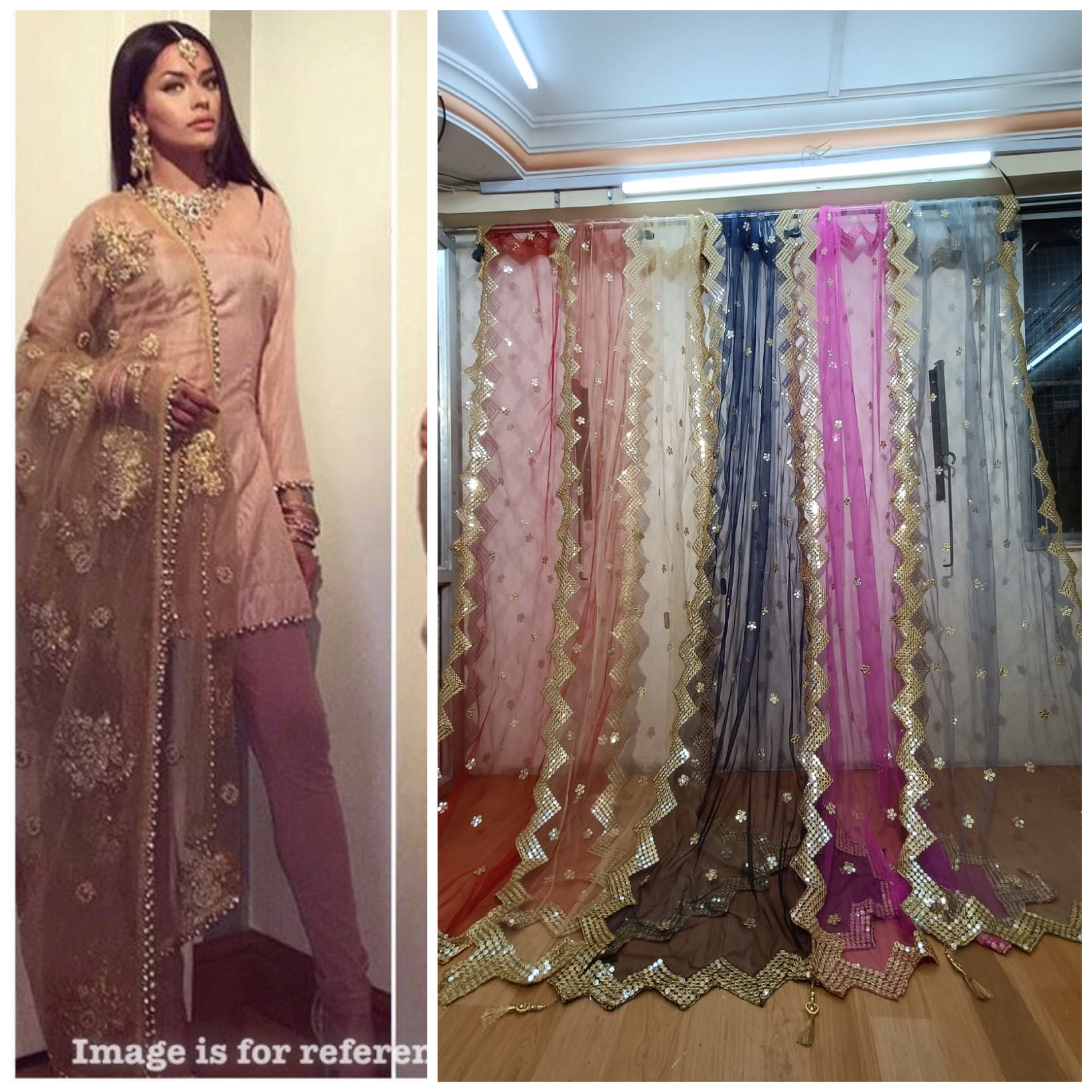 Indian punjabi bridal Duppatta. Nikaah heavy embroidered sequence dot…