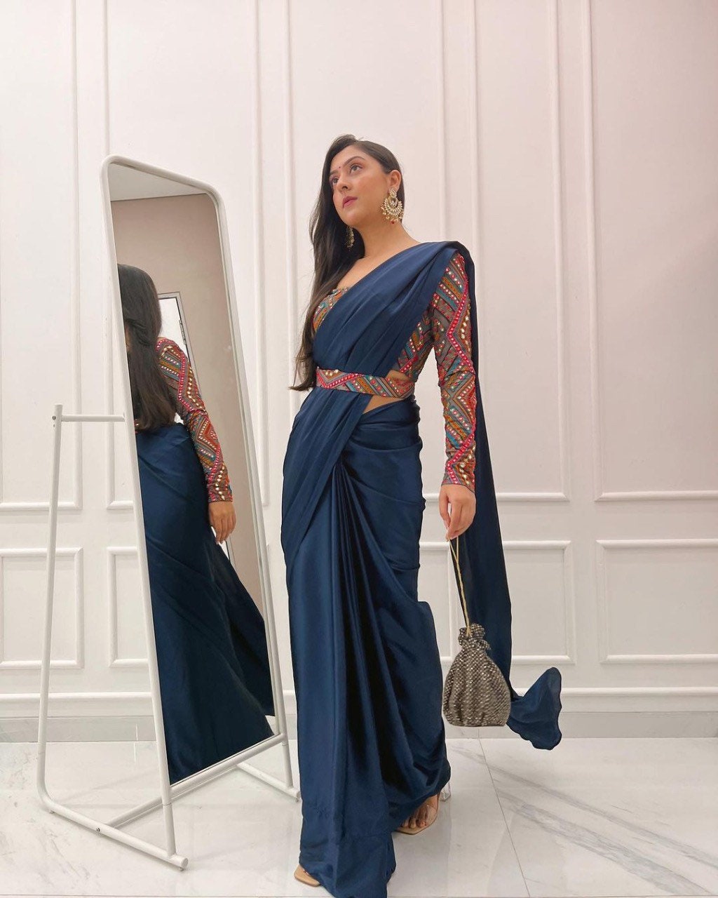 Party wear satin sarees clearance