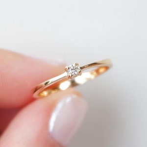 14k Gold Diamond Ring, 14k Gold Single Diamond Ring, 14k Gold Diamond Solitaire Ring, 14k Diamond Promise Ring, 14k Minimalist Diamond Ring