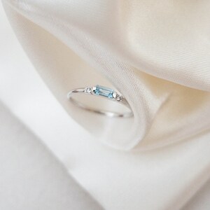 14k Gold Baguette Swiss Blue Topaz Diamond Ring