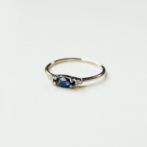 Platinum Marquise Sapphire Ring: Minimalist Diamond Stacking Ring