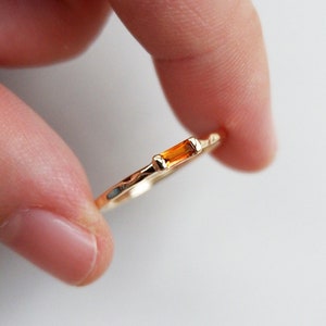 14k Gold Citrine Ring, 14k Gold Baguette Citrine Ring, 14k Gold Minimalist Citrine Ring, 14k Gold Stacking Citrine Ring, Dainty Citrine Ring
