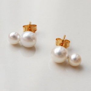 Double Freshwater Pearl Studs: Sterling Silver Two-Way Earrings