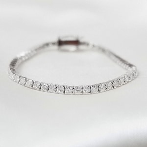 2.0mm Diamond Tennis Bracelet, 2.31 Ctw 14k Gold Diamond Tennis Bracelet, Diamond Stackable Bracelet, Lab-grown Diamond Tennis Bracelet