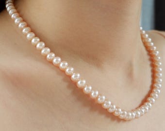 シルバーローズクラスプ付き天然淡水真珠ネックレス - Etsy 日本