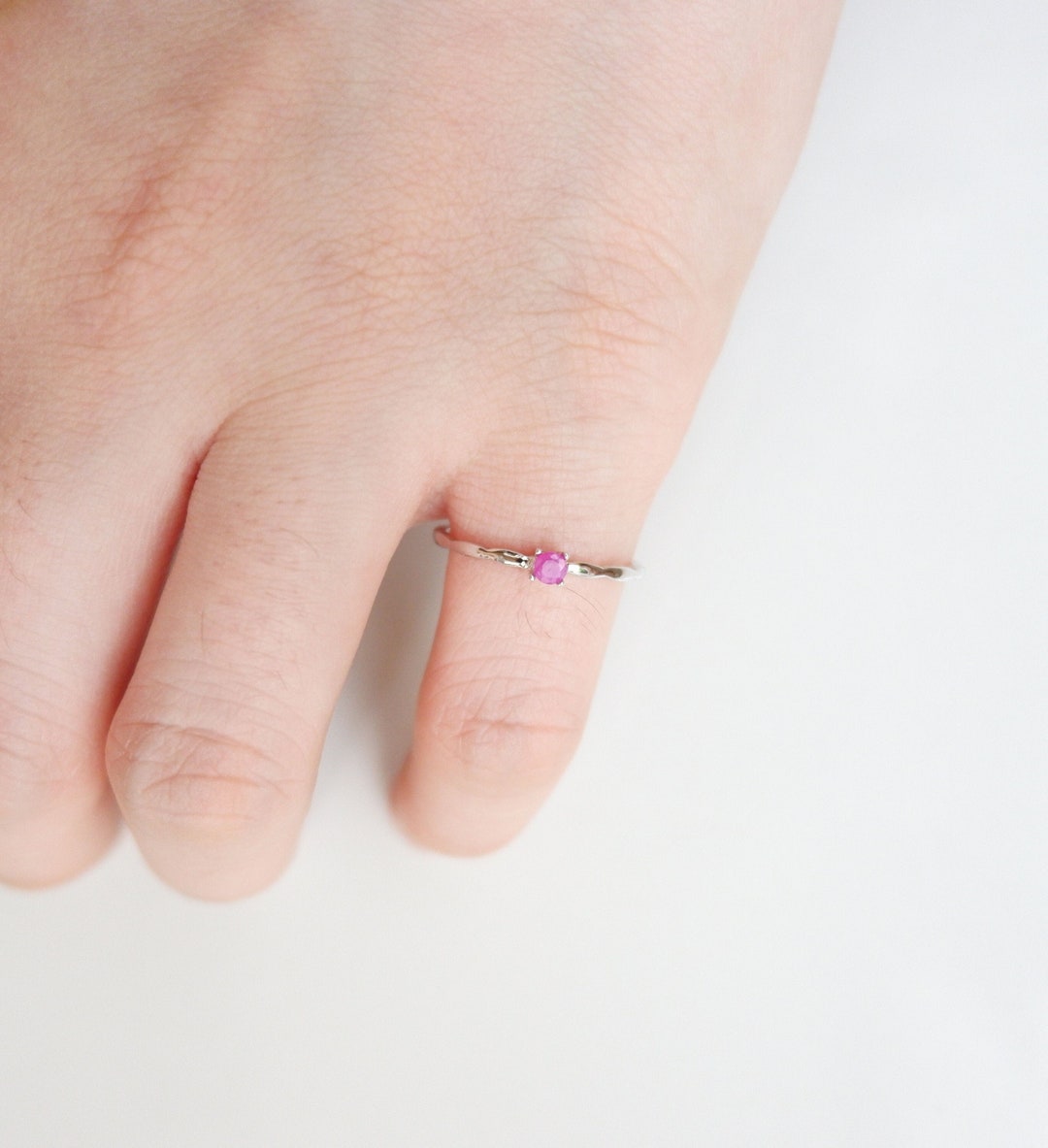 handmade ruby stone stacking ring delicate... 14k Gold Dainty Ruby Ring: Minimalist Stacking Band - Etsy