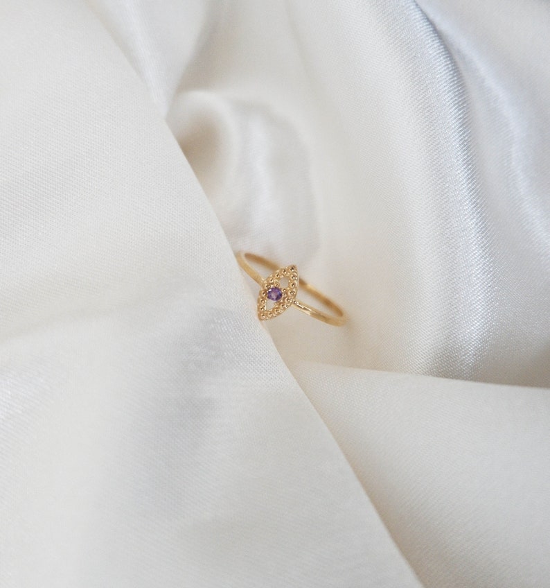 Solid 14k Gold Amethyst Ring Dainty Amethyst Ring 925 Sterling Silver Amethyst Ring Dainty Amethyst Ring Stacking Amethyst Ring Dainty Ring