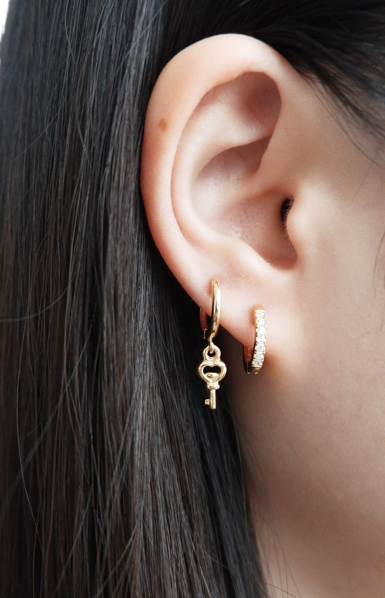 14k Gold Hoop Lock Gold Earrings Padlock hoop earrings Huggie Etsy