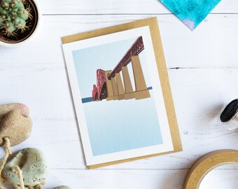 Forth Rail Bridge / Scottish Graphic Print A6 Greetings Card / Blank Inside / Luxury Art Textured Card Print / (105 x 148 mm)