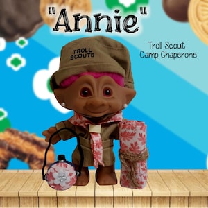 Vintage OOAK Treasure Troll with Wishstone Girl Scout Leader Doll
