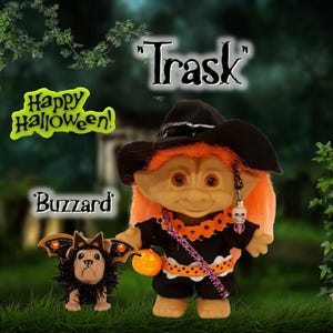 Vintage OOAK Treasure Troll with Wishstone Halloween Graveyard Doll