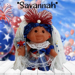 Vintage OOAK Thomas Dam Fourth of July Girl Troll Doll