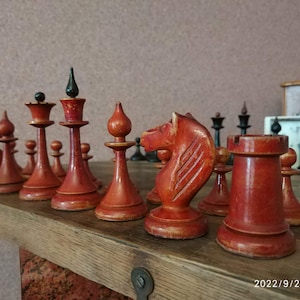 Latvian chessmen, chess USSR, wooden chess, chess game, vintage chess, gift, wooden chess, original chess 1950s GULAG