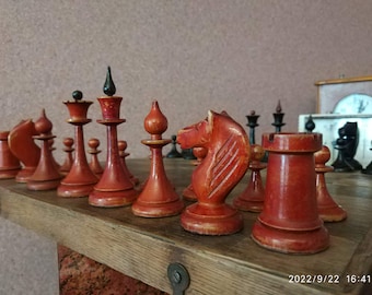 ヴィンテージ マトリョーシカ チェスセット 手描き木製ソ連チェス