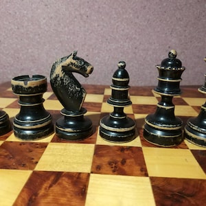 Vintage  tournament chess pieces,  wooden russian chessmen   (Only pieces are sold! Without a board !!!)