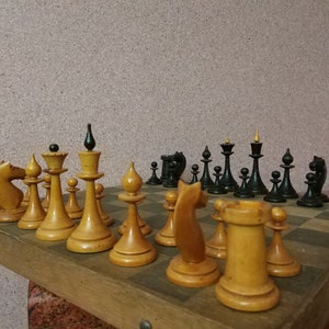 Vintage Lettische Holz Schach Set - UdSSR 1950er Jahre