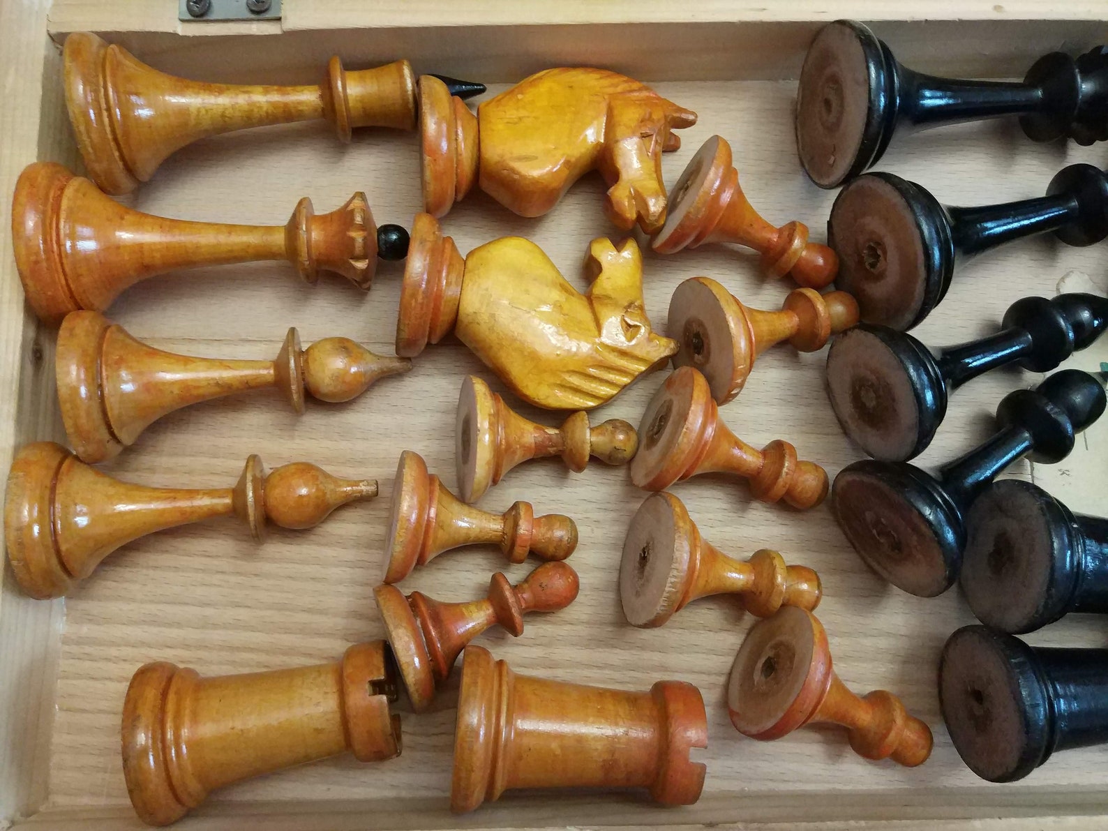 Vintage Soviet Chess Set Big Wooden Russian Chessmen USSR in Etsy