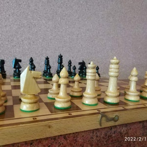 Vintage  chess set ,  vintage wooden chess game , Rare chess, Original chess original chessboard 1970s