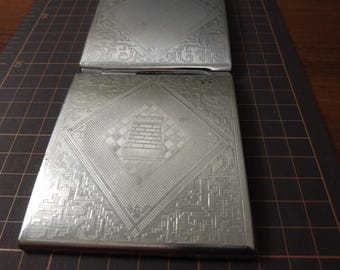 Estuche de cigarrillos vintage con diseño de ajedrez de la URSS. Regalo perfecto.
