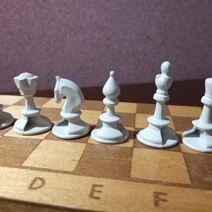 Chess set with wooden board, 25Х25cm.  chess set 2010s, Beautiful  chess , Small chess