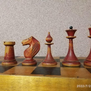 Latvian chessmen, chess USSR, wooden chess, chess game, vintage chess, gift, wooden chess set,  original chess 1950s